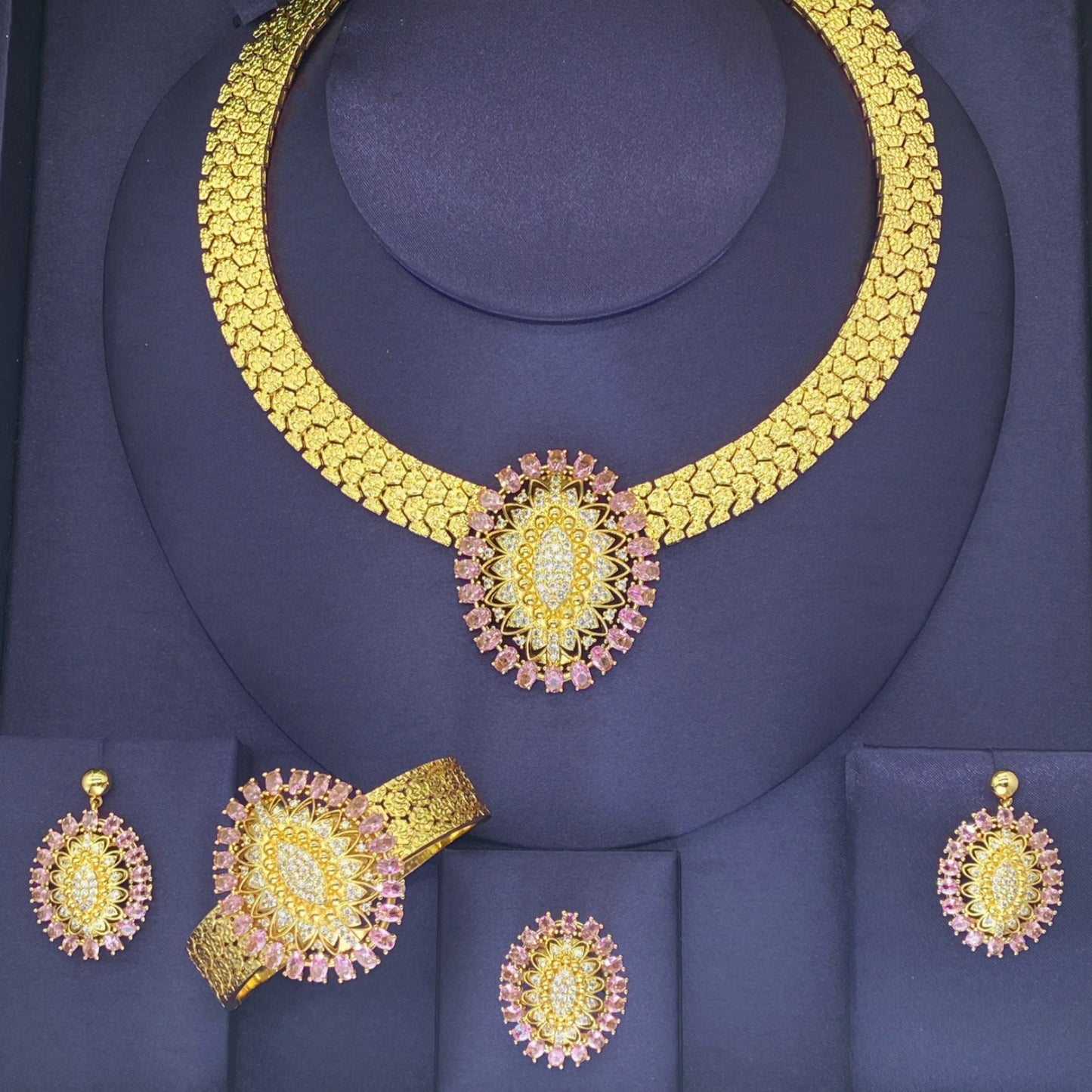 HY Fashion Jewelry Sets  Manufacture For women's Jewelry Wedding Dubai Africa 18k Gold Plated Necklace