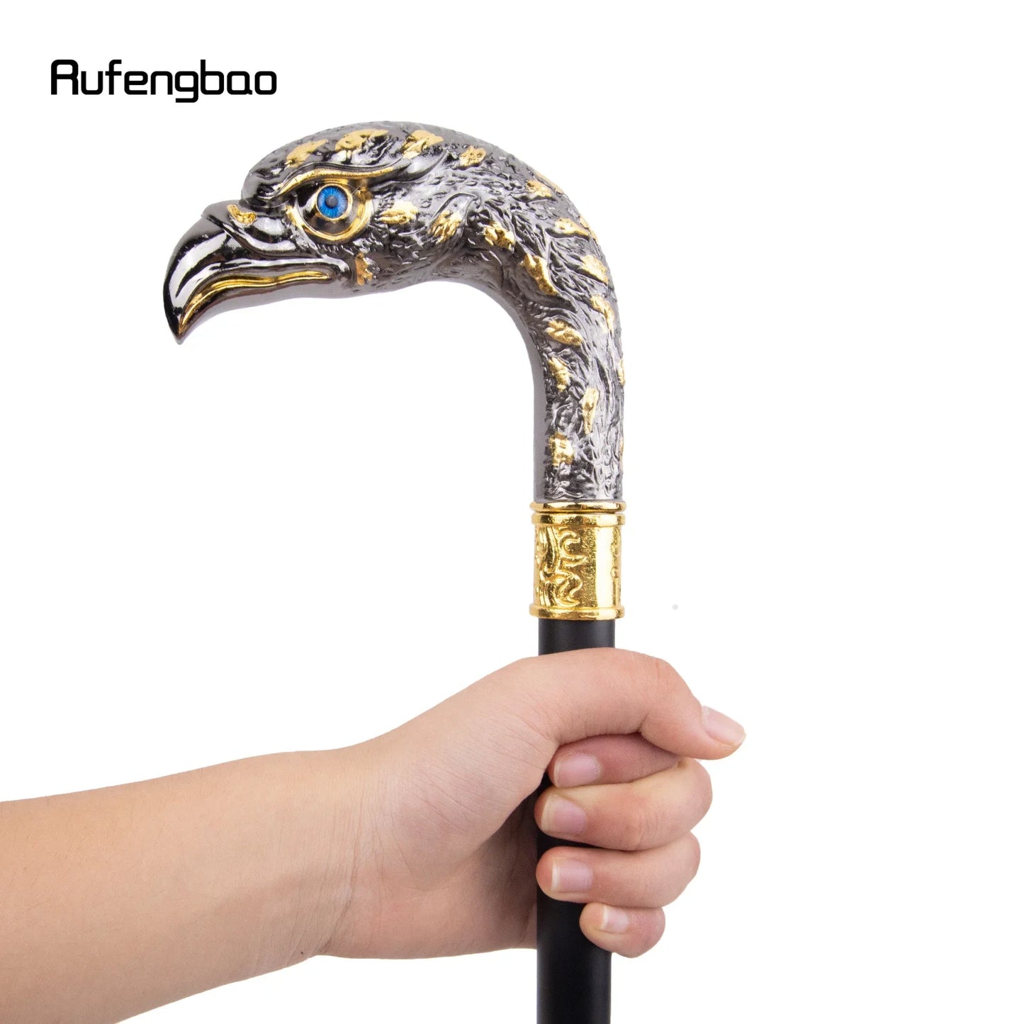 Golden Black Luxury Eagle Head Walking Cane Fashion Decorative Walking Stick Gentleman Elegant Cosplay Crosier 92cm