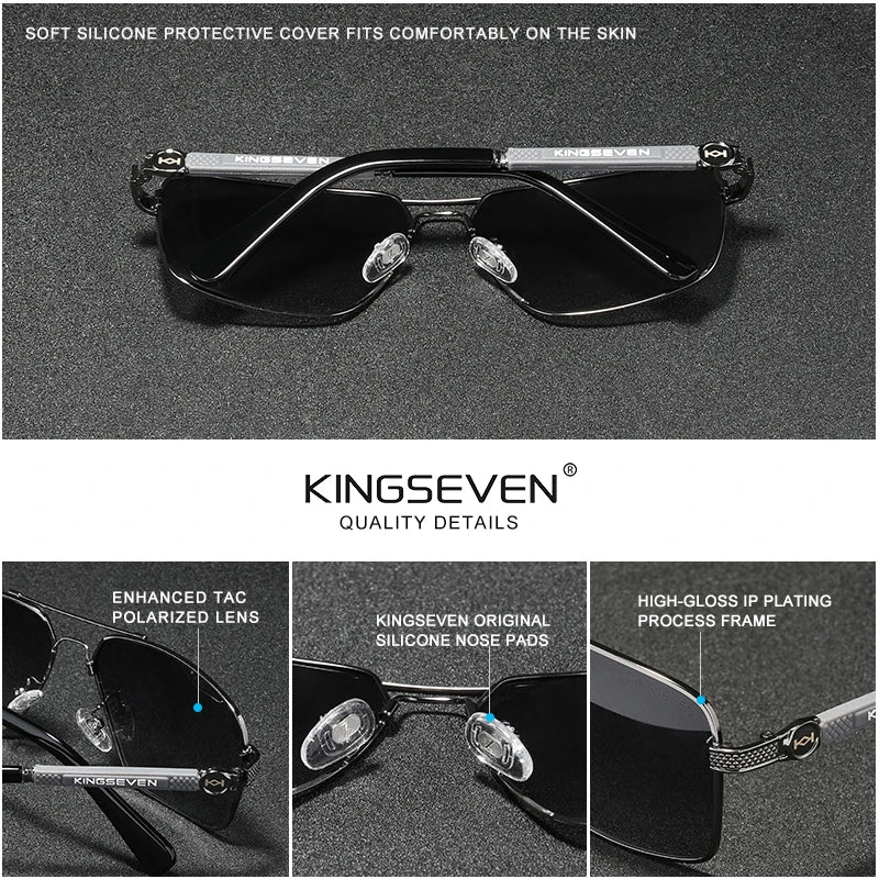 KINGSEVEN Design  Men/Women Sunglasses, New Polarized UV400 Coating Optical Lens ,Auto Reset Square Frame Driving