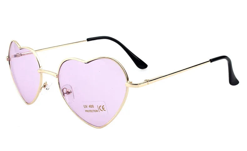 Ladies Heart Shaped Sunglasses Metal Women Designer Fashion Rimless LOVE Lenses Sun Glasses