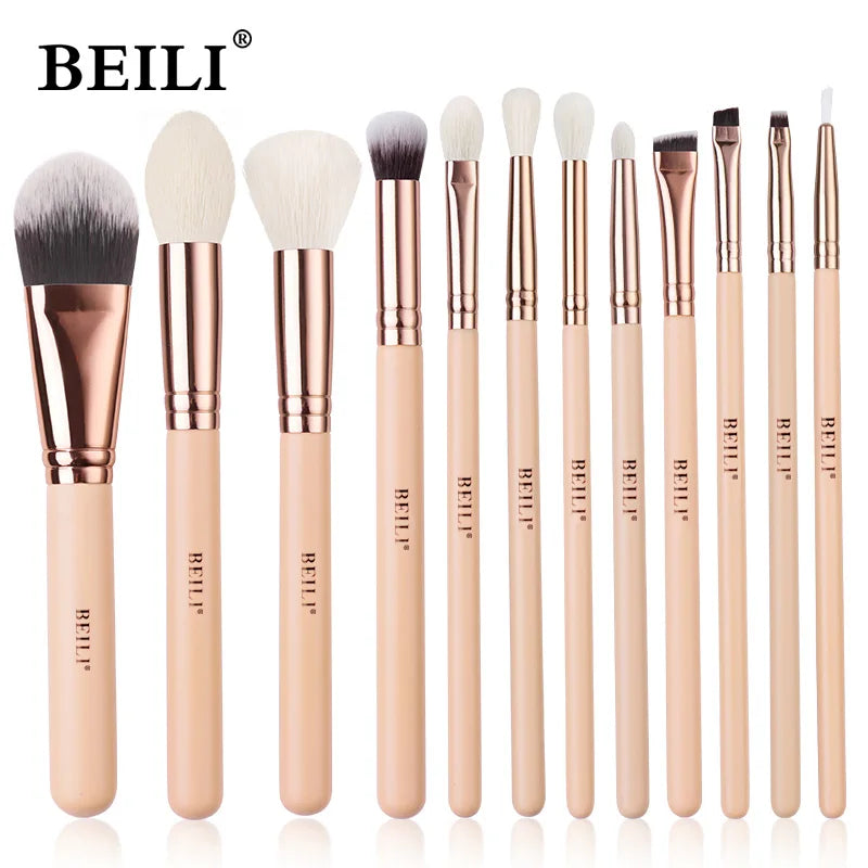 BEILI Pink Makeup Brushes High Quality Powder Foundation Blush Eyeshadow Make Up Brush Set