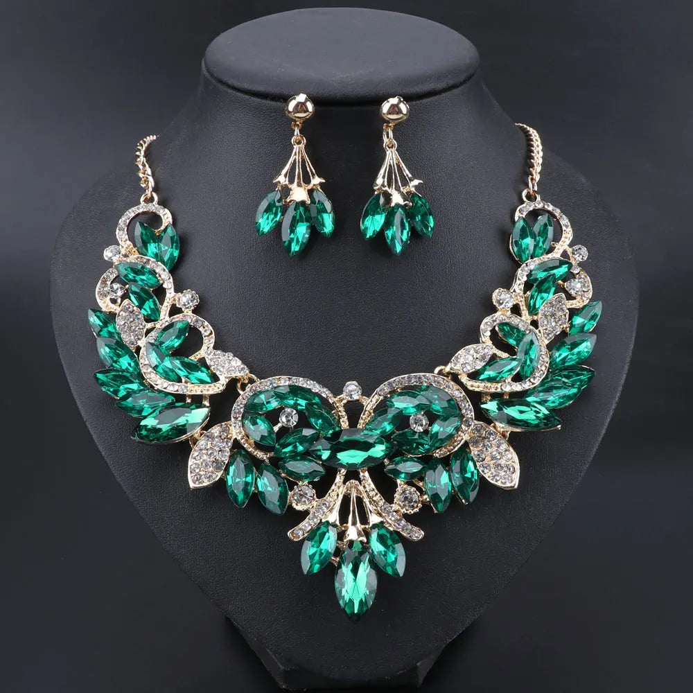 Crystal Bridal Jewelry Sets Costume Accessories Wedding Necklace Earrings Set