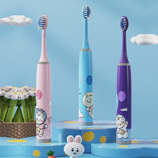 Children's Electric Toothbrush Color Cartoon Space Series Children's Soft Hair Cleaning Brush (Battery Not Included) - Hiron Store