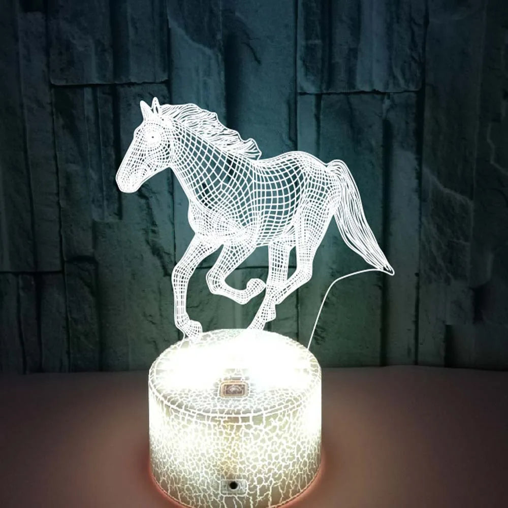 3d Illusion Lamp Led Children's Night Light Horse Table Lamp for Bedroom Decoration