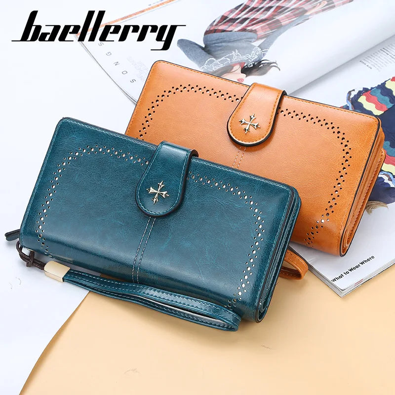 Baellerry Women Wallets Large Hollow Out Long Wallet Fashion Top Quality PU Leather Card Holder Wallet For Women - Hiron Store