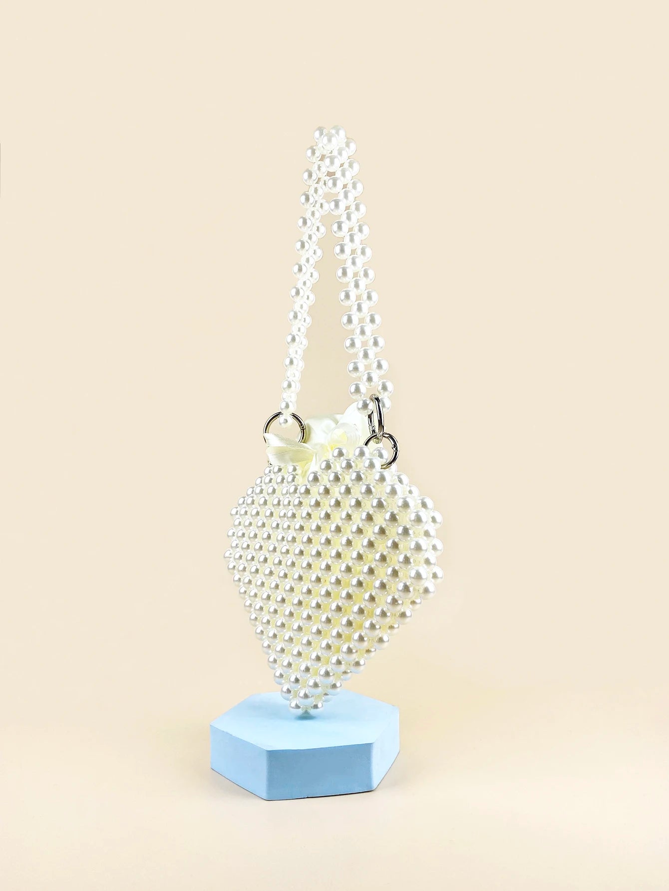 New pearl bag, white high-quality peach heart handbag