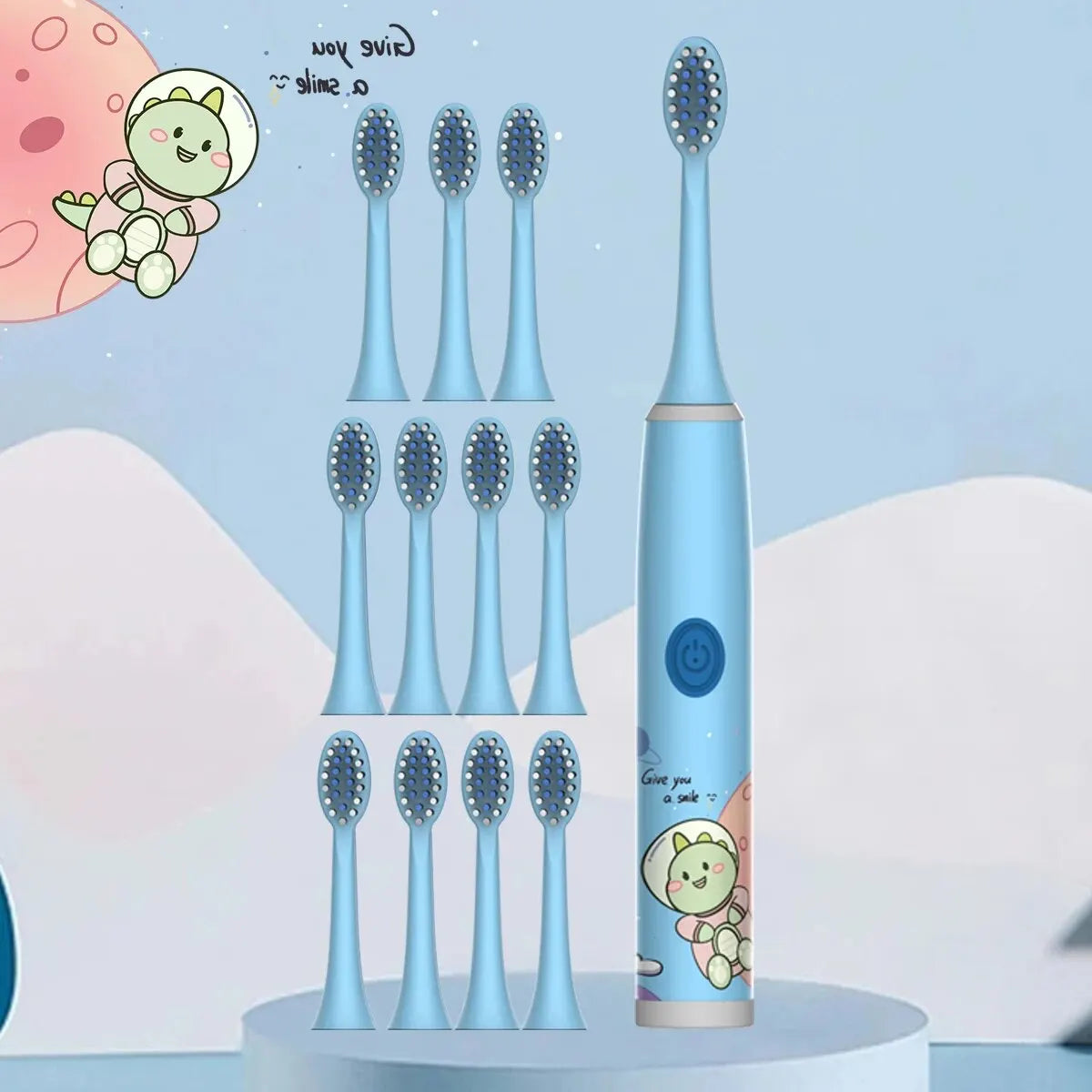 Children's Electric Toothbrush Color Cartoon Space Series Children's Soft Hair Cleaning Brush (Battery Not Included) - Hiron Store