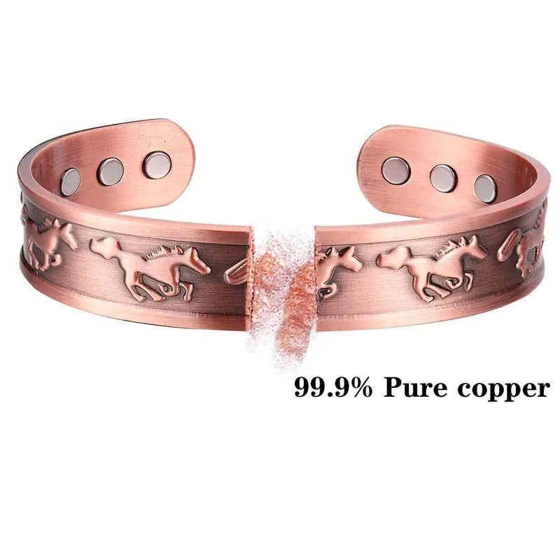 Pure Copper Magnetic Bracelet Men Arthritis Adjustable Magnets Women Cuff Therapy Health Energy Bangles