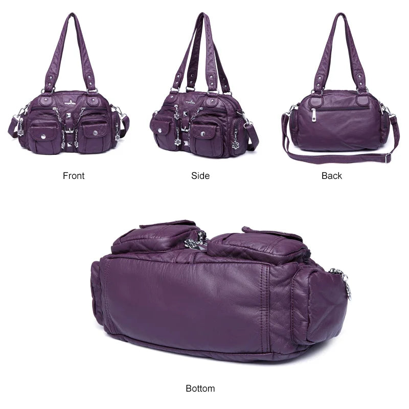 Angelkiss Women Handbags Satchel, Top-handle Handbag PU Shoulder Bag, Dumpling Pack Phone Money Bag