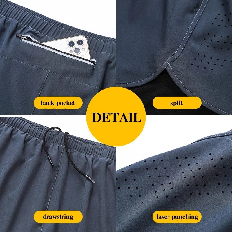 Men's Running Shorts Fitness Double Layer Shorts Men Bodybuilding Short Pants