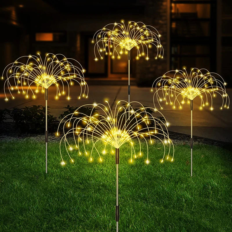 Solar Firework LED Stake Lights Outdoor Garden Pathway Decor Waterproof Fairy Light Yard Lawn Patio Landscape Lamp
