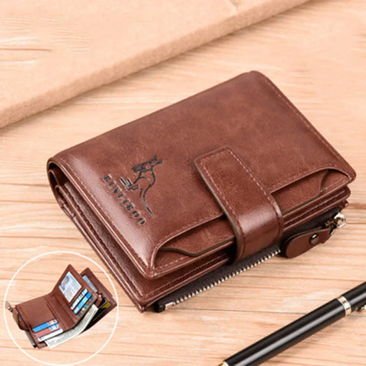 Genuine Leather Men's Wallet Luxury Short RFID Card Holder for Men Zipper Coin Purse