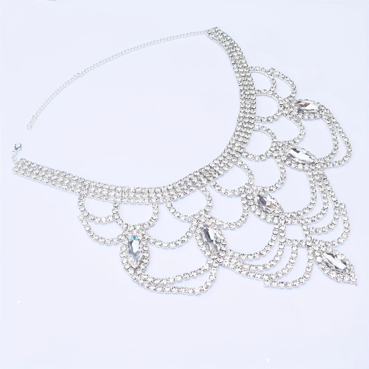 Shiny Rhinestone Necklace Luxury Bridal  Jewellery Necklace