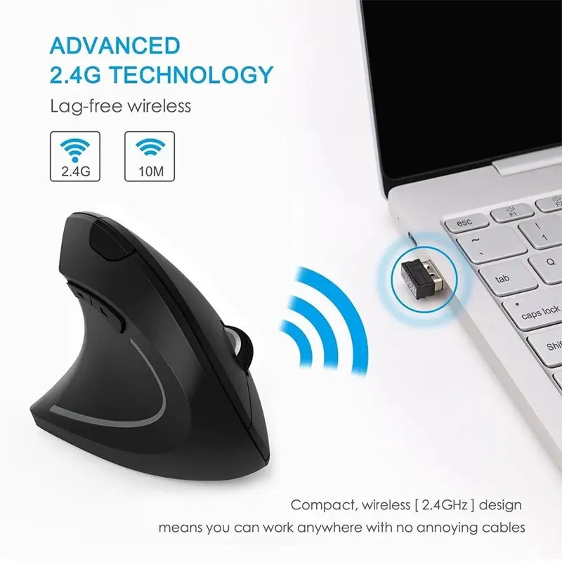 3 Levels DPI for Laptop, PC, Computer, Desktop, Notebook, Specially for Right-handers Wireless Vertical Mouse - Hiron Store