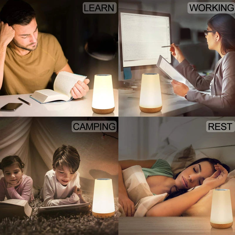 Table Lamp Bedside Lamp 13 Colour Changing Touch Night Light RGB Remote USB Rechargeable