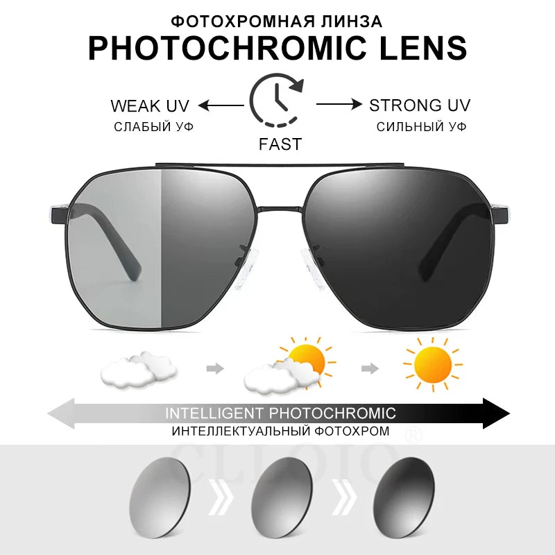 CLLOIO Classic Men & Women  Sunglasses,  Polarized Driving Shades Sun Glasses, Travel Anti-glare ,Chameleon Glasses