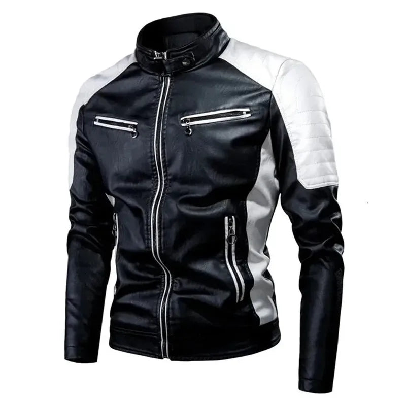 Men Zipper Jacket High Quality Male Jacket Multi Pocket Casual Motorcycle  PU Leather Jackets