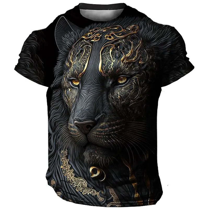 Daily Oversized Men's T-Shirt 3D Lion Print Tees Tops Summer Casual Animal Pattern Streetwear New Fashion Street Men Clothing - Hiron Store