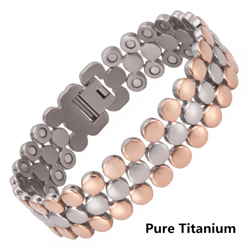 Titanium Steel Zirconia Bracelet Classic Retro Light Luxury Magnetic Therapy Bracelets - Hiron Store