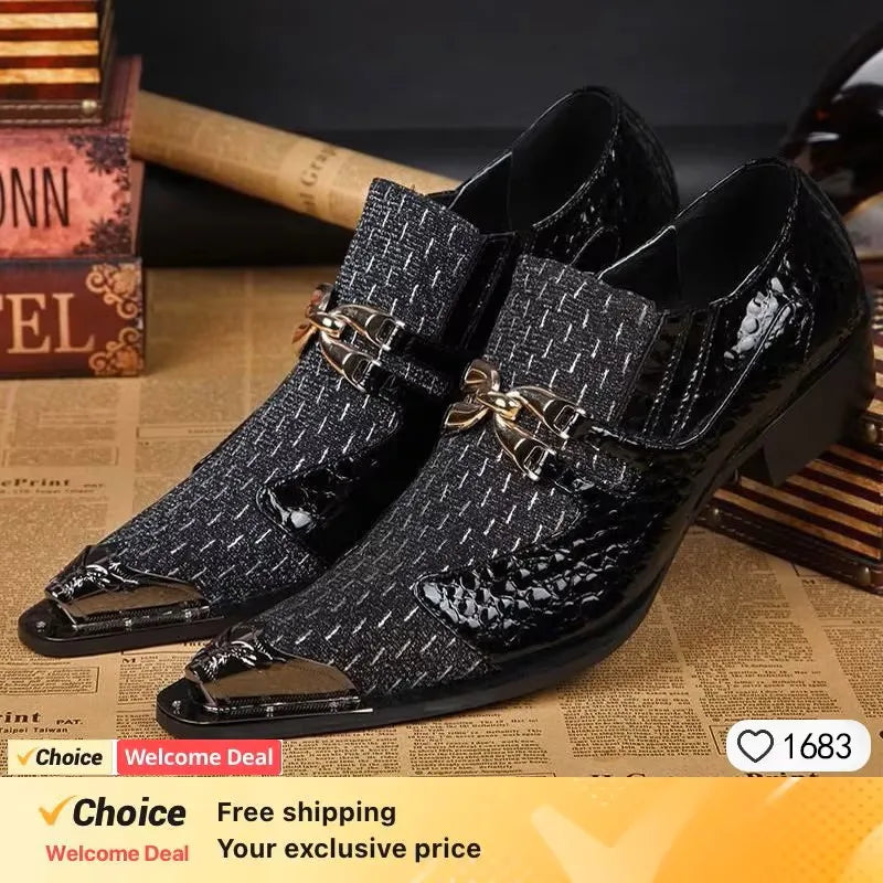 Italian luxury design men's shoes red brick inlaid dress shoes wedding party leather loafers