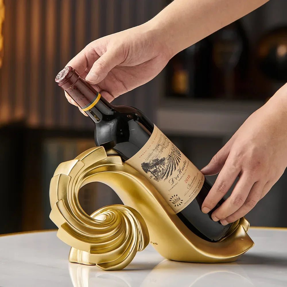 Resin Wine Bottle Holder Statue Creative Simple Spiral Wine Decorative Storage Organizer Tabletop Wine Rack for Home Kitchen