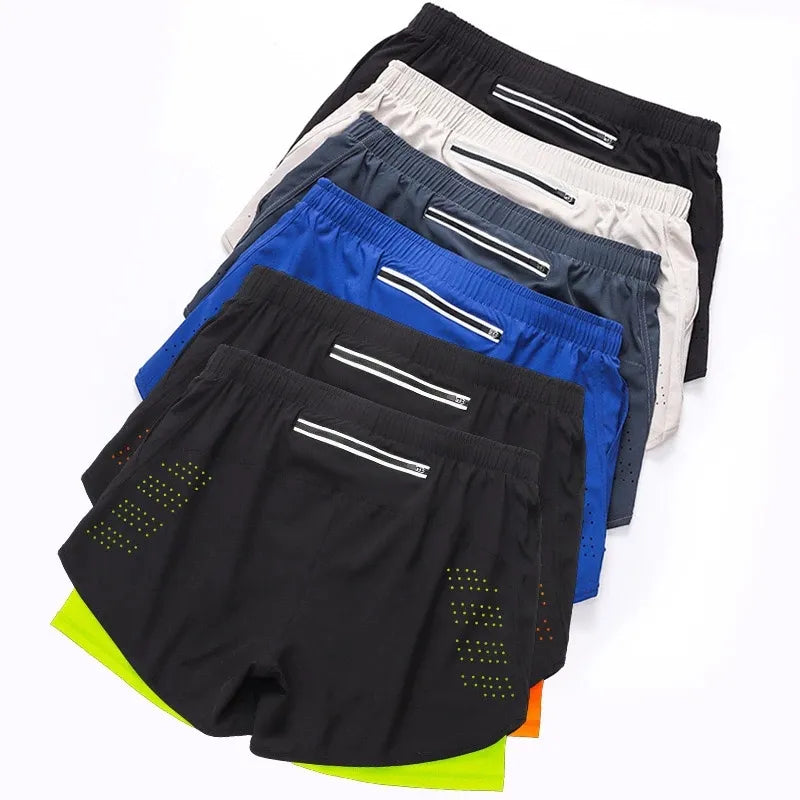 Men's Running Shorts Fitness Double Layer Shorts Men Bodybuilding Short Pants