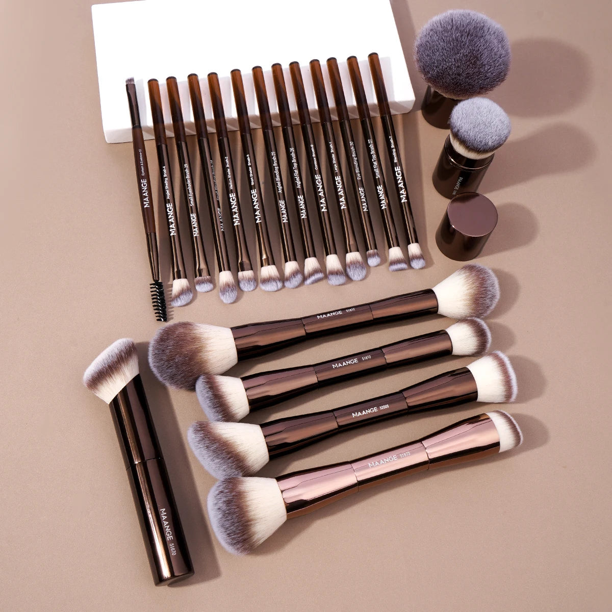 Pro Makeup Brushes Double Ended Foundation Concealers Blush Eye Shadows Brush for Liquid Cream Powder Blending