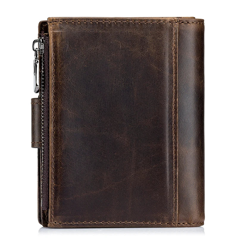 Genuine Leather Men Business Wallet RFID Men Card Id Holder Coin Purse Travel Wallet