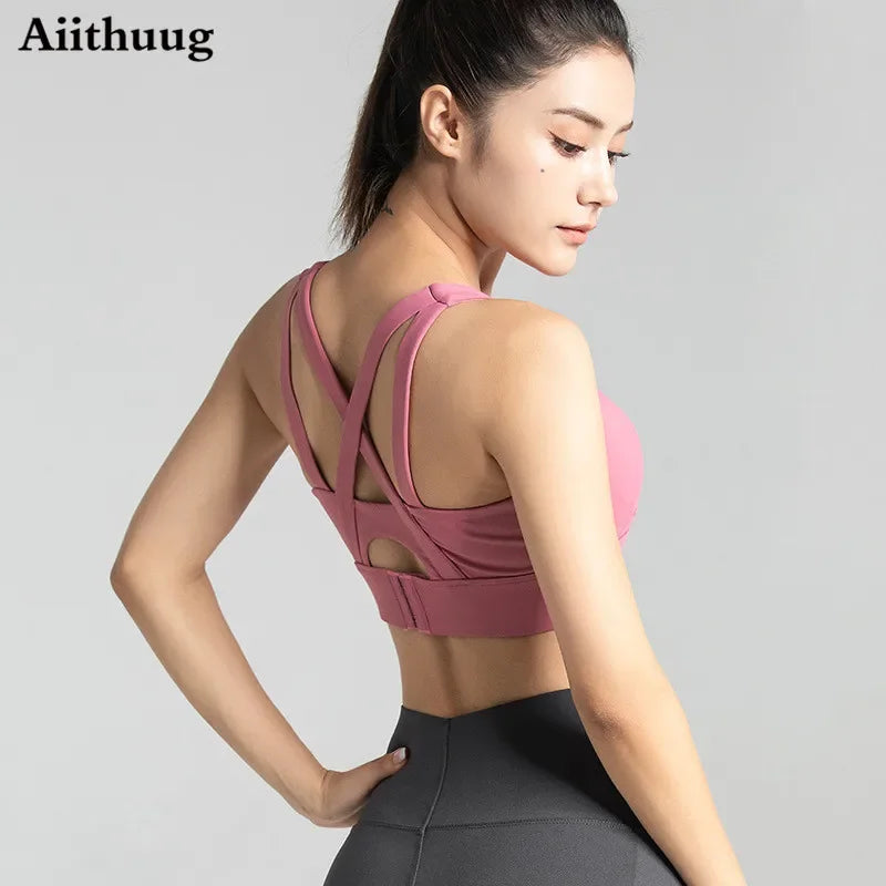 Bra Criss-Cross Back Padded Sports Bras Bounce Control Support