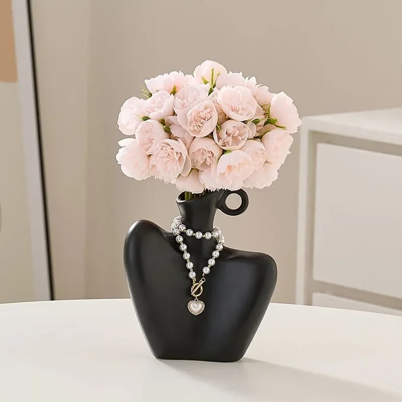 Human Vase Living Room Flower Arrangement Container Ceramic Flower Pot Home Decoration