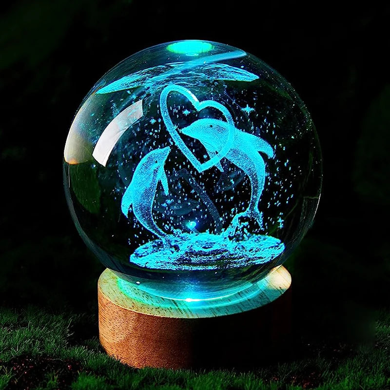 3D Dolphin Crystal Ball Colour night light