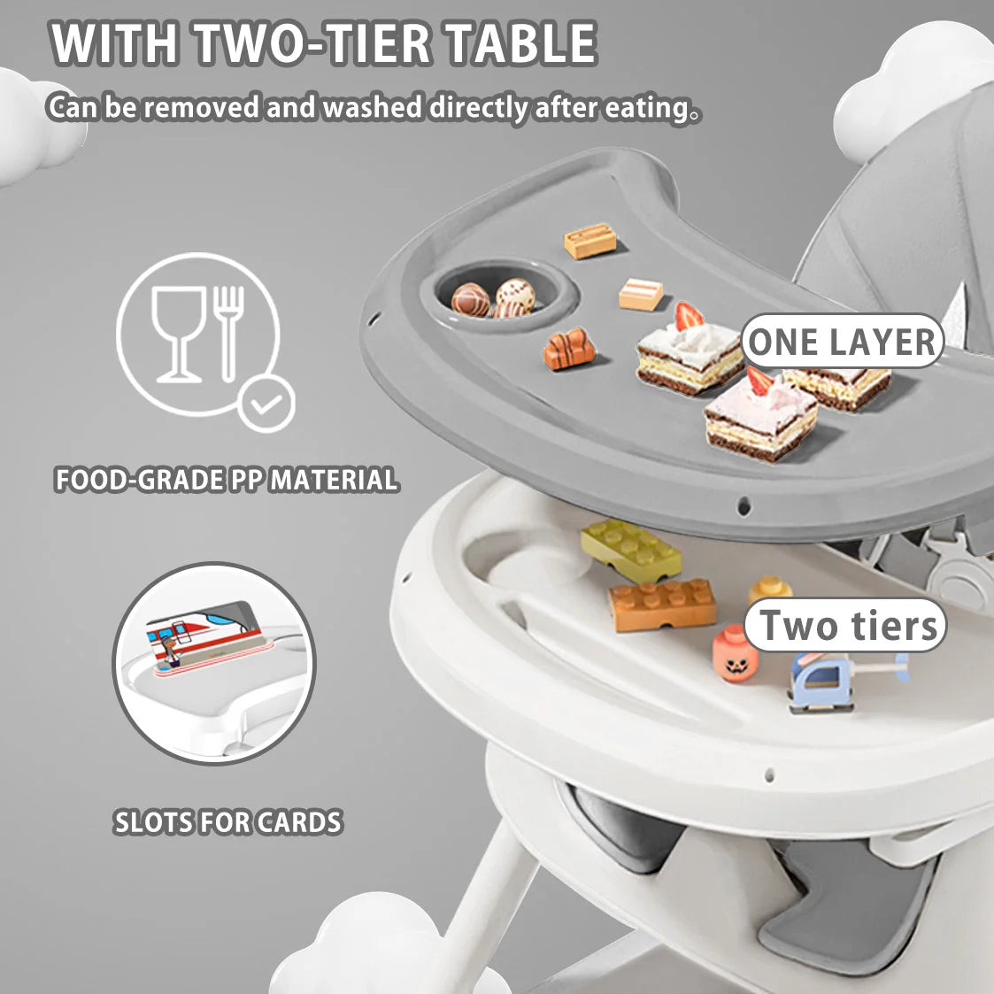 Foldable Baby High Chair 6 Months Plus, with Large Antislip Pad & ToyRack