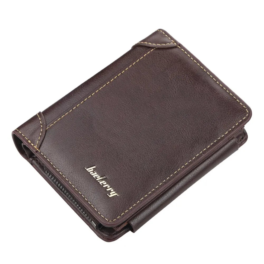 New PU Leather Men Wallets High Quality Zipper Short Desigh Card Holder Male Purse Vintage Coin Holder Men Wallets - Hiron Store