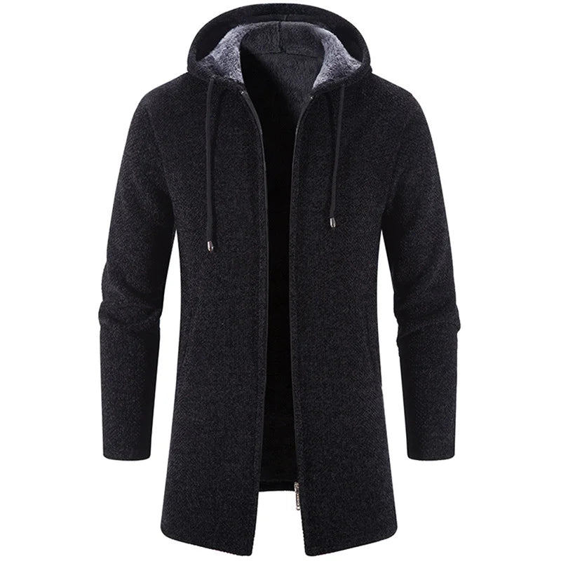 Men's Sweaters Coat Winter New Hot Warm Zipper Medium Long Cardigan Sweaters