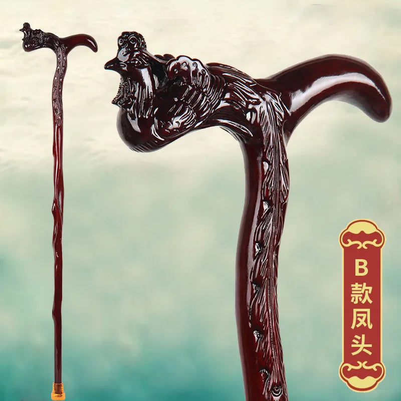 Walking Stick for the Elderly Solid Crutch Non-Slip Tripod Stick Wood Walking Stick Elderly