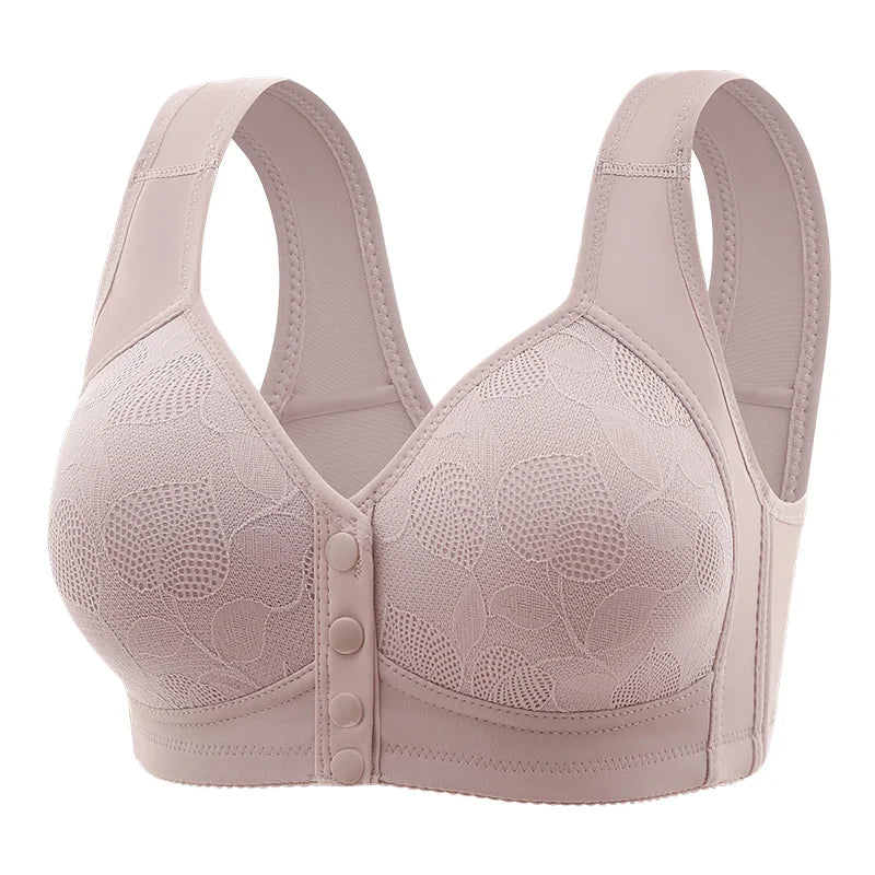 New Pregnant Women's Front Open Button Breastfeeding Bra Women's Large Steel Ring Free Bra Traceless Thin Comfortable Bra - Hiron Store