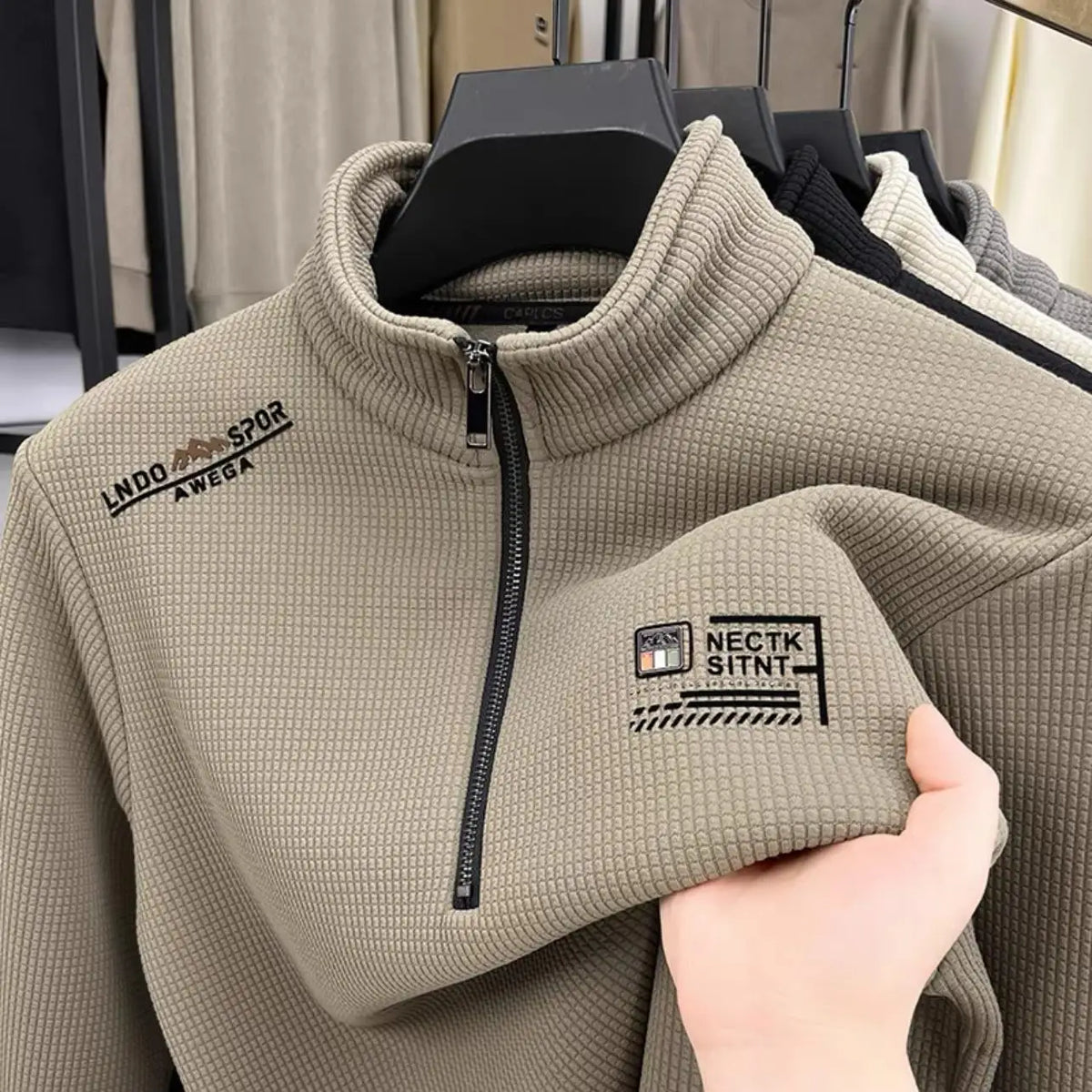 Men's Casual Fce Lined Hoodie Heavy weight High End  Color Winter Warm f Zipper Stand Collar Comfortable Home Clothes