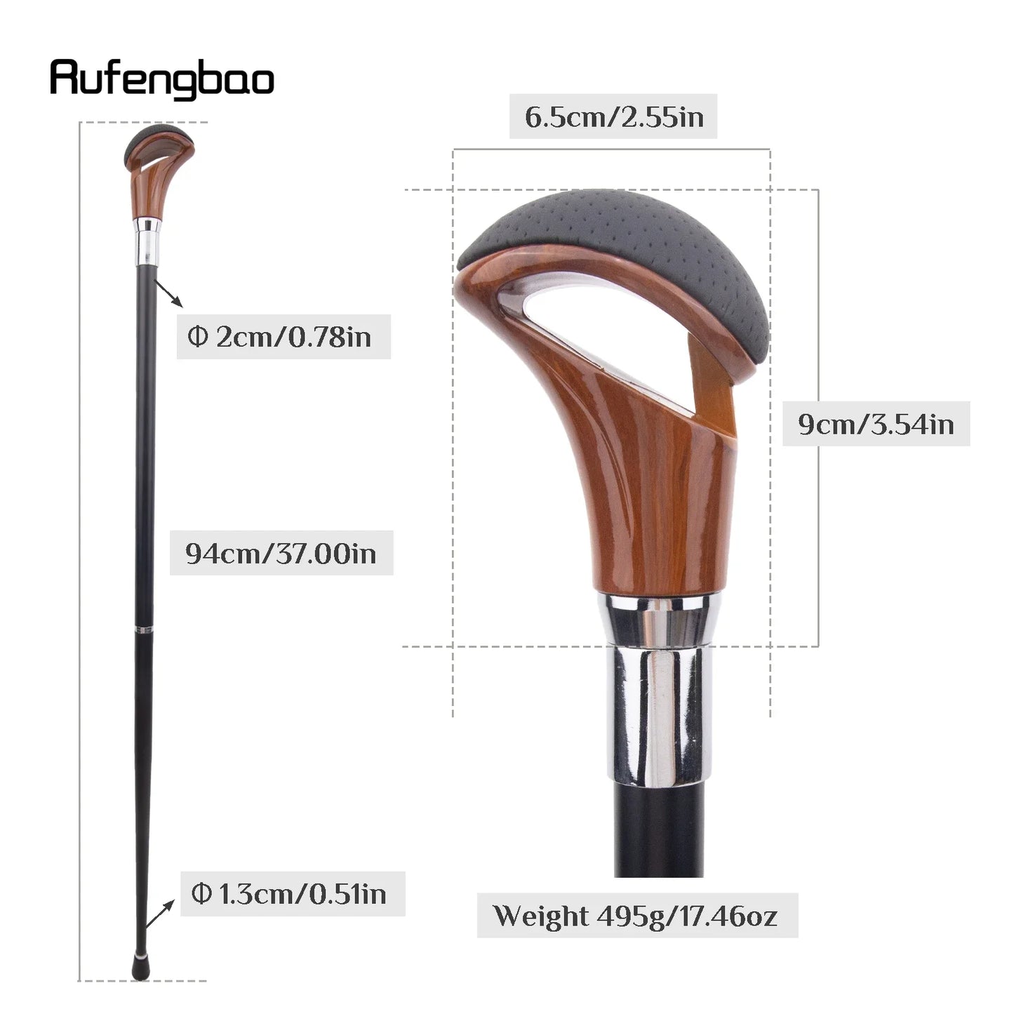 Red Black Leather Silver Walking Cane Fashion Decorative Walking Stick Gentleman Elegant Cosplay Cane Crosier