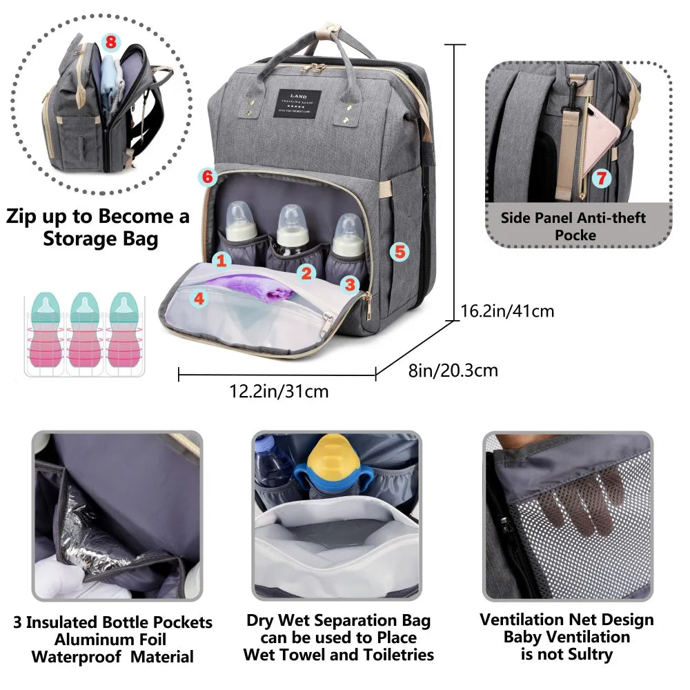 Mommy Bag Portable Folding Travel Maternity Bags Baby Backpack Female Mommy Outting Bag