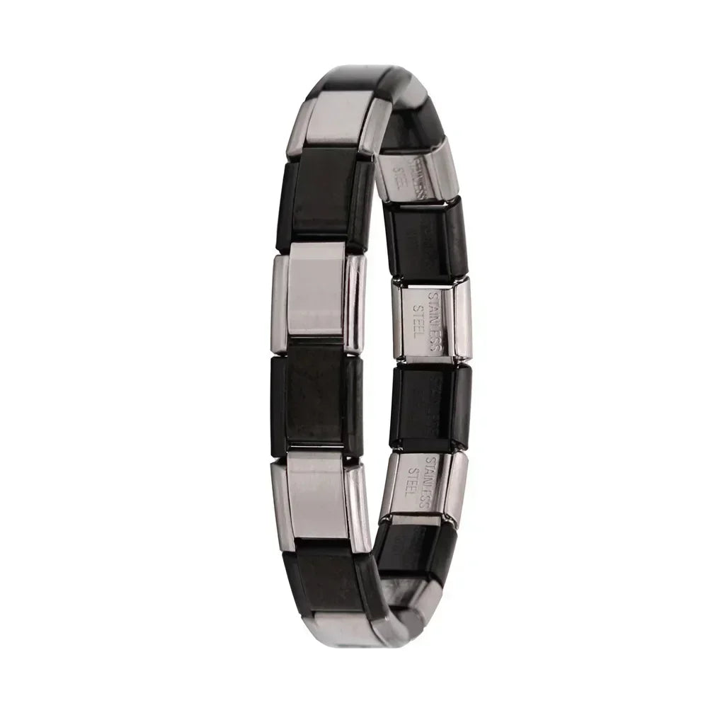 Hapiship New Women's Jewelry 9mm Width Itanlian Elastic Charm  Bracelet Fashion Stainless Steel Bangle