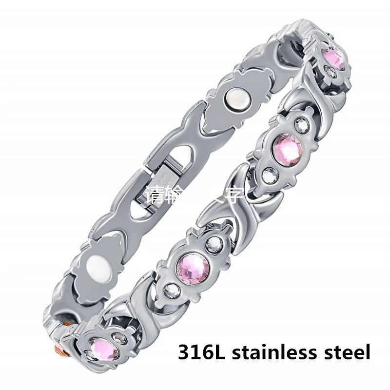 Titanium Steel Zirconia Bracelet Classic Retro Light Luxury Magnetic Therapy Bracelets - Hiron Store