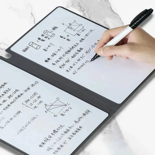 1 Pcs Reusable Whiteboard Notebook Set With Whiteboard Pen Erasing Cloth Leather Memo Pad Weekly Planner Portable Stylish Office