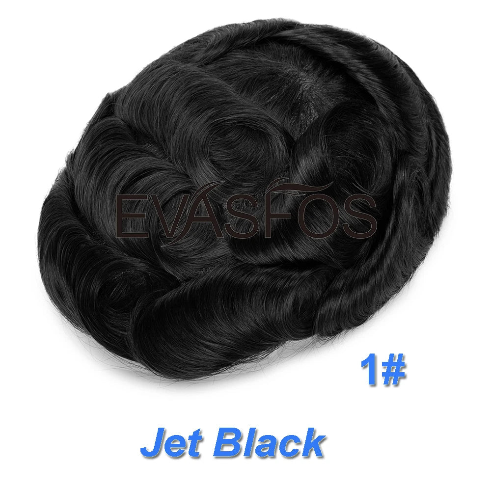 Natural Hairline Bleached Knots French Lace Front Men's Toupee, Poly Skin Hairpieces, Hair Replacement Systems, Various Color