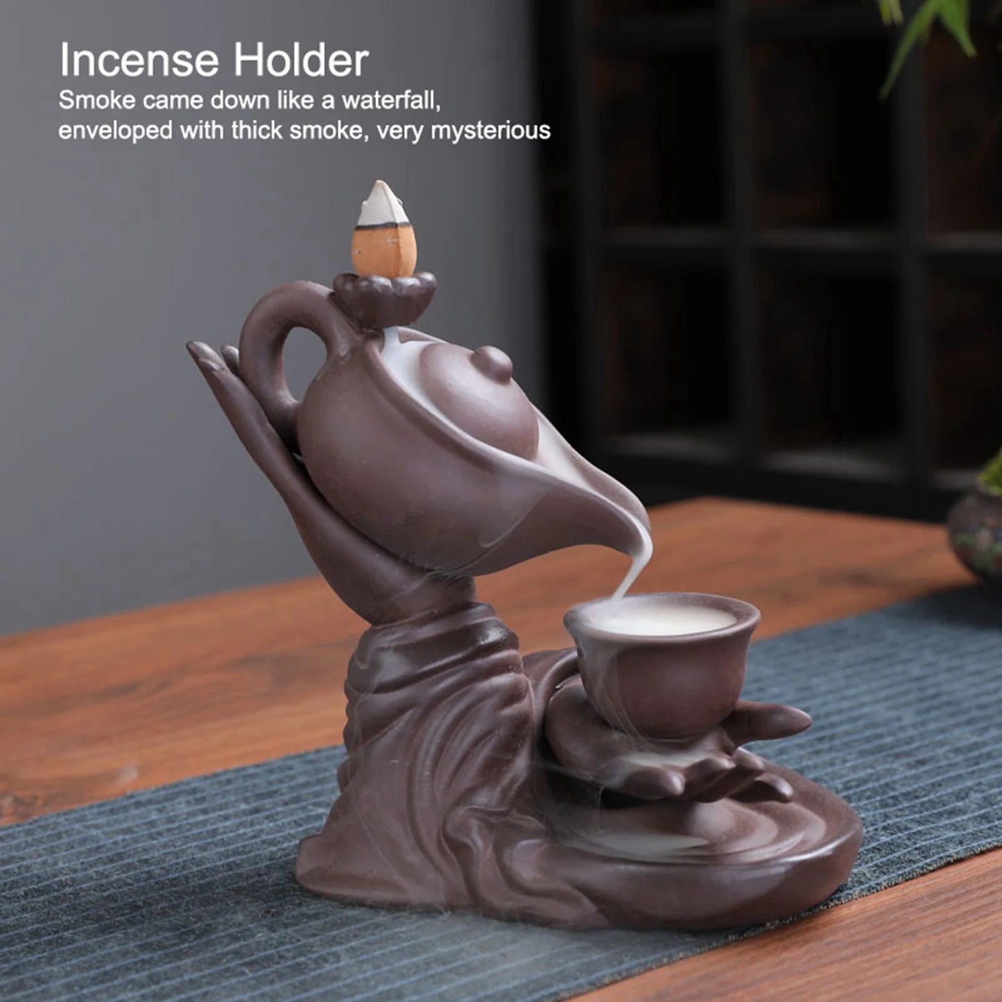 Waterfall Incense Burner Teapot Shaped Innovative Smoke Backflow Incense Holder for Living Room