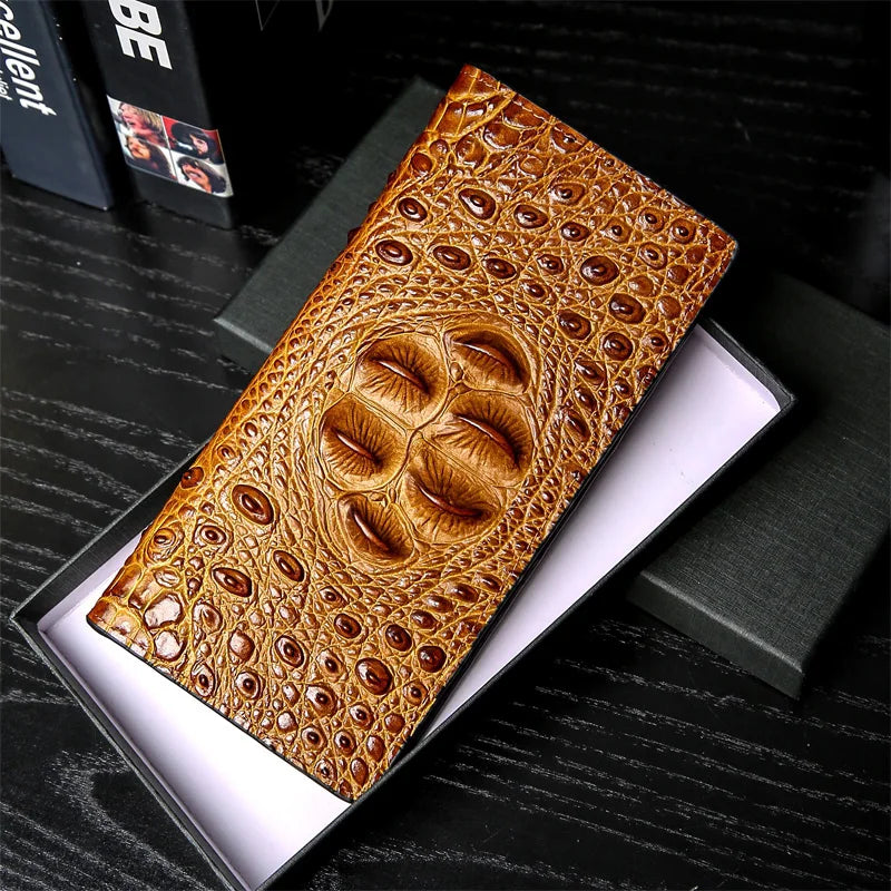 Men Wallets Business Crocodile Genuine Leather Fashion Thin Short Wallet 4 Color Pure Leather Card Wallets Pj194