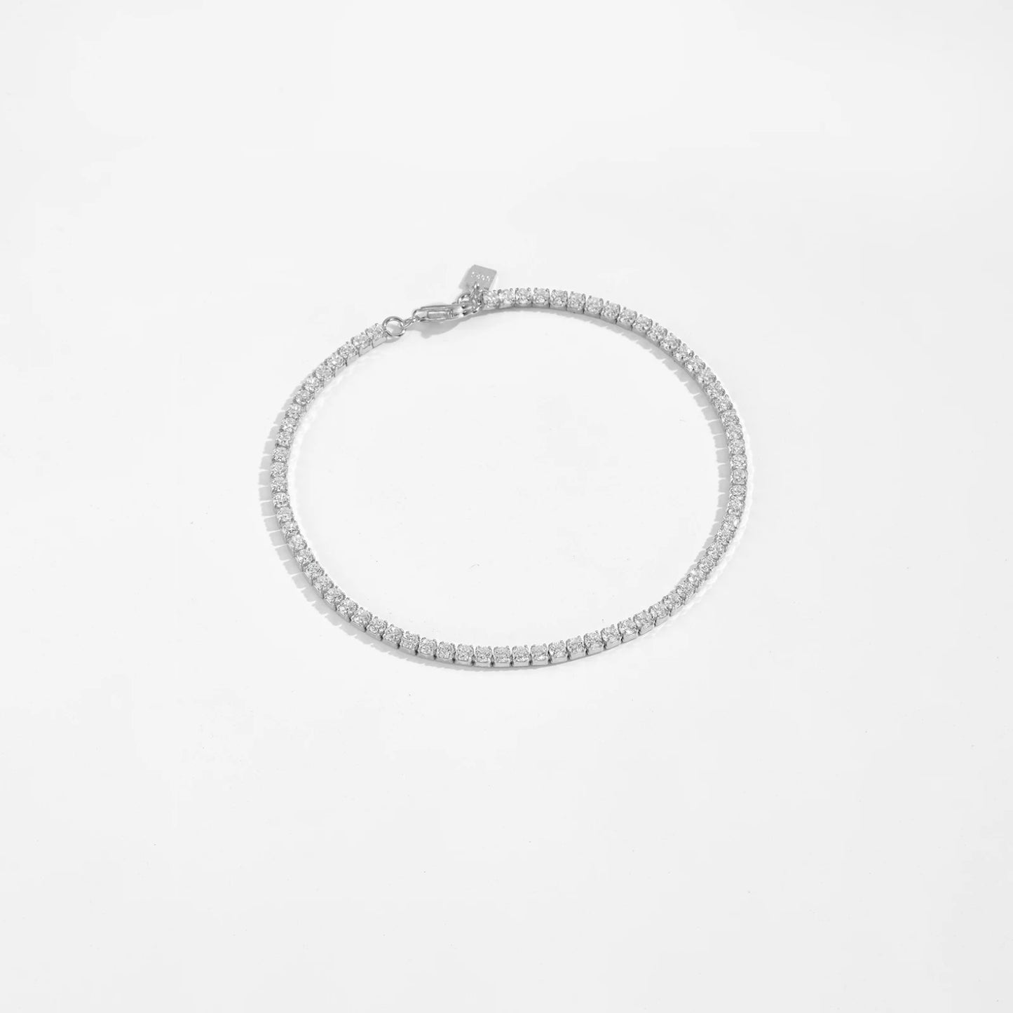 Sterling Silver Gold 2mm Tennis Cubic Zirconia Round Briliant Bracelet