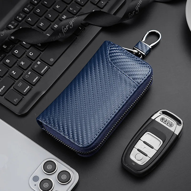 Key Bag Multifunction Organizer Wallet Holder Smart Housekeeper Car Small Case Keys Carbon Fiber Fabric Keychain