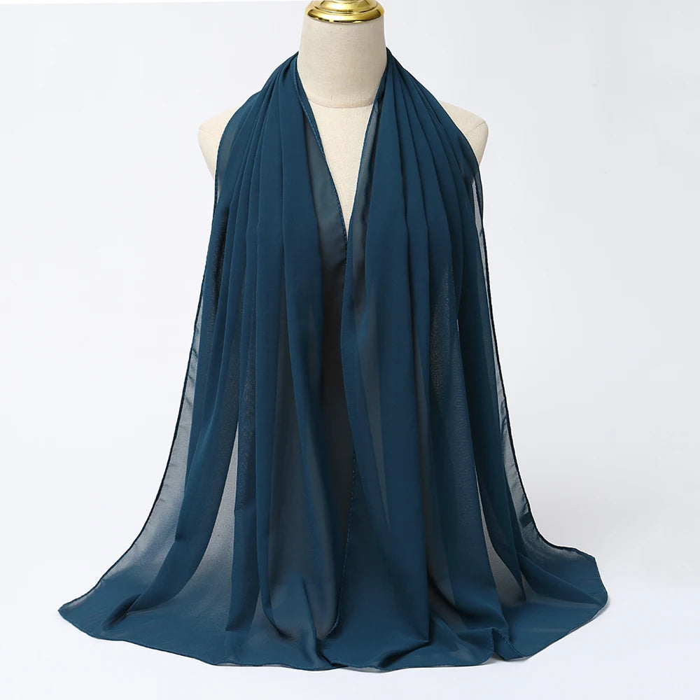 Muslim Chiffon hijab Scarf Long Solid Color Head Wrap Women's Hijabs & Scarves Jersey Hijab Veil