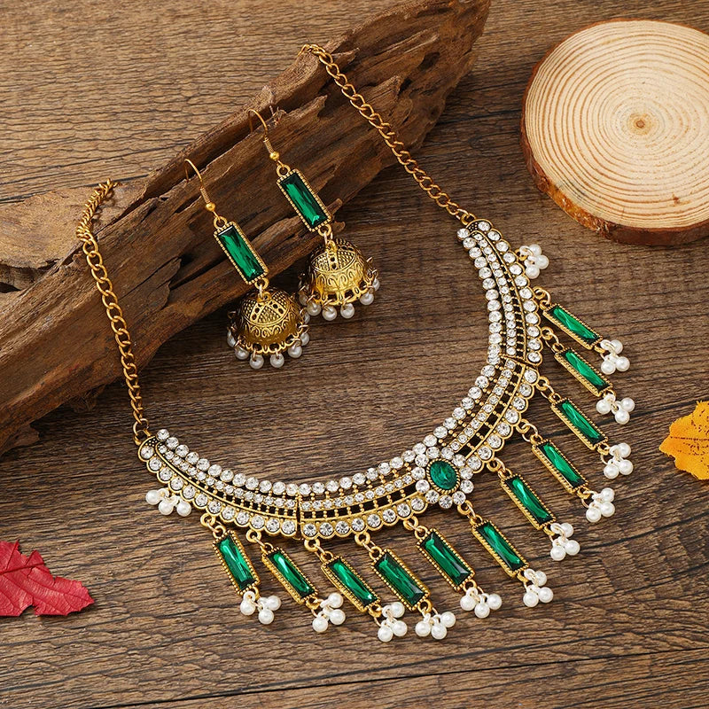 Vintage Bohemian style necklace, earrings, collarbone chain, exaggerated personality, ethnic style chain accessories, exotic atm - Hiron Store