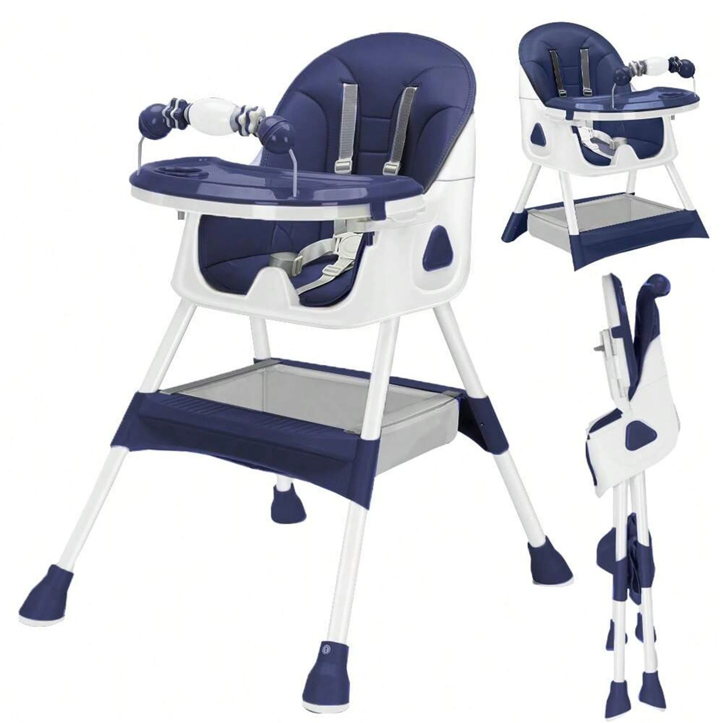 Foldable Baby High Chair 6 Months Plus, with Large Antislip Pad & ToyRack